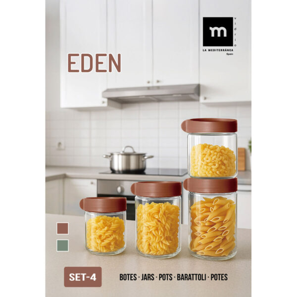 Set di Barattoli La Mediterránea Eden Vetro polipropilene 4 Pezzi (8 Unità)