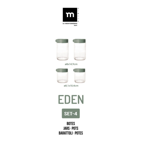 Set di Barattoli La Mediterránea Eden Vetro polipropilene 4 Pezzi (8 Unità)