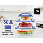 Set di scatole porta pranzo Inde Soul 0,8 L 3 Pezzi (8 Unità)