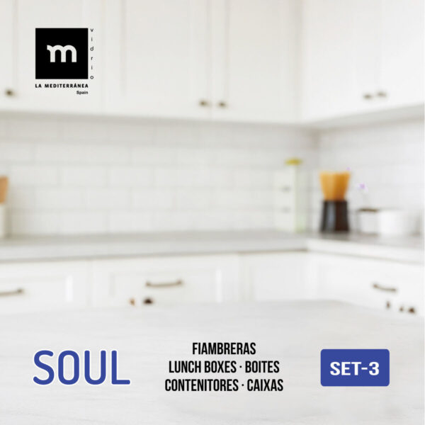 Set di scatole porta pranzo La Mediterránea Soul Azzurro Trasparente 3 Pezzi (8 Unità)