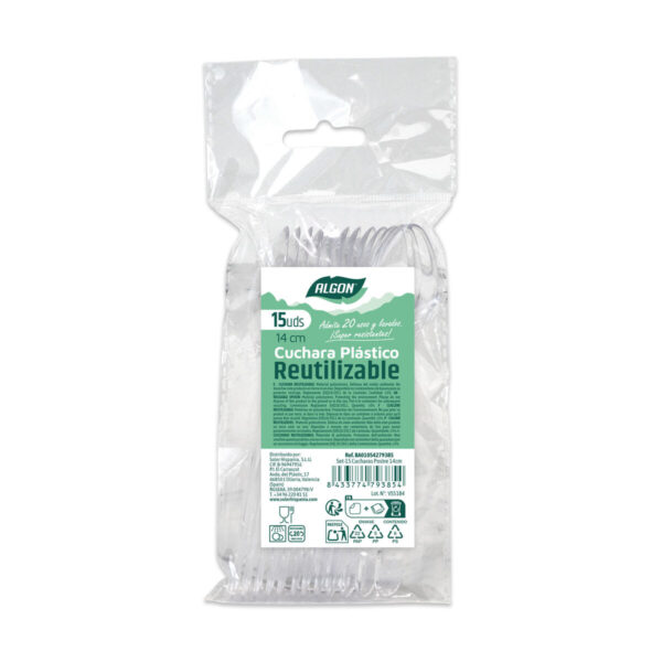 Set di cucchiai riutilizzabili Algon Trasparente 14 cm 15 Pezzi (24 Unità)