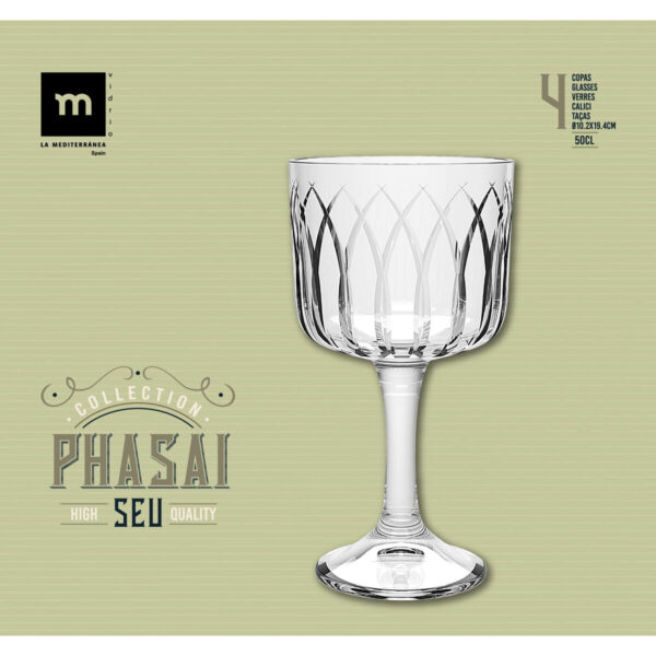Calice La Mediterránea Phasai seu Trasparente Vetro 500 ml (24 Unità)