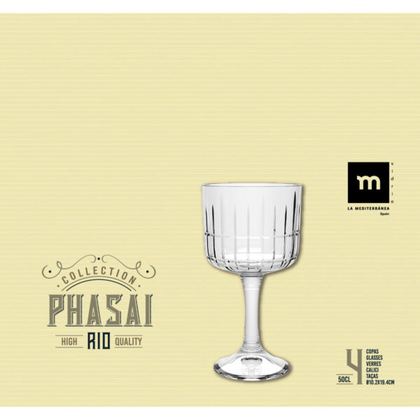 Calice La Mediterránea Phasai rio Trasparente Vetro 500 ml (24 Unità)