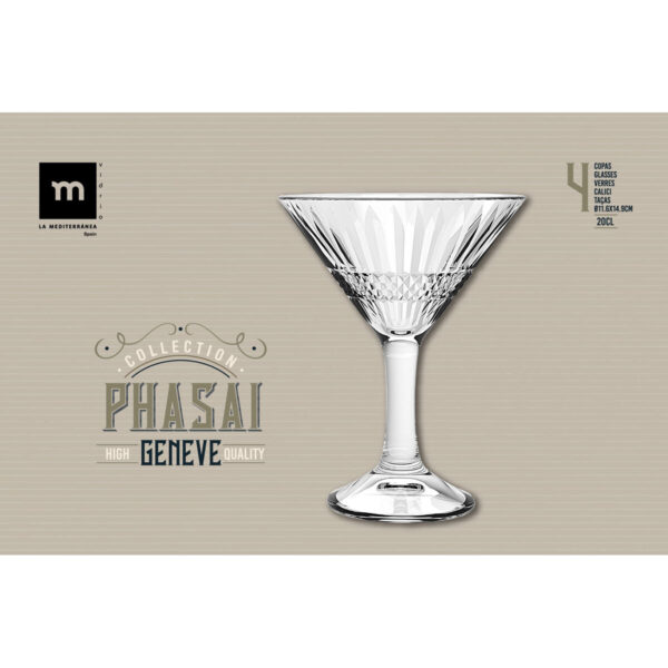 Bicchiere da cocktail La Mediterránea Phasai geneve Trasparente Vetro 200 ml (24 Unità)