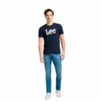 Maglia a Maniche Corte Uomo Lee Wobbly Logo Tee Blu Marino