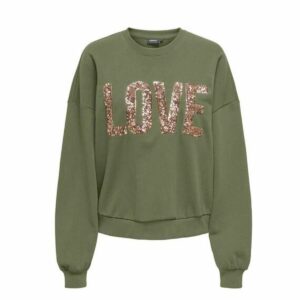 Felpa senza Cappuccio Donna Only Only Onlkatya L/S Love Oliva