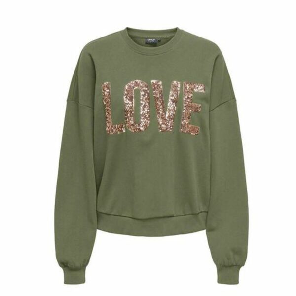 Felpa senza Cappuccio Donna Only Only Onlkatya L/S Love Oliva