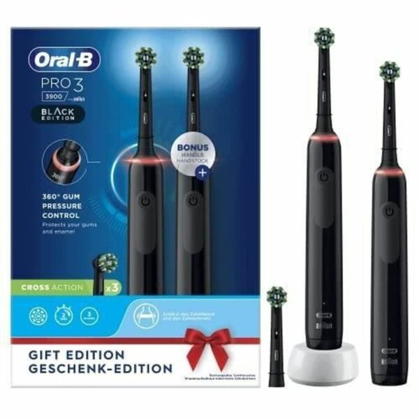Spazzolino da Denti Elettrico Oral-B Pro 3 3900 Nero (2 Unità)