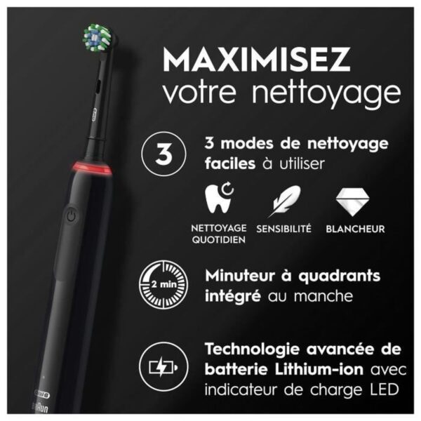 Spazzolino da Denti Elettrico Oral-B Pro 3 3900 Nero (2 Unità)