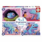 Set di 4 Puzzle Educa Friendly Dinosaurs