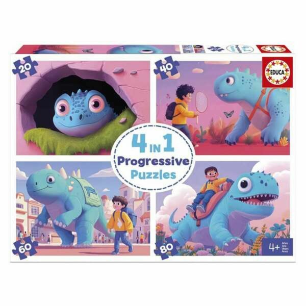 Set di 4 Puzzle Educa Friendly Dinosaurs