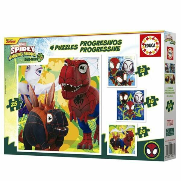 Set di 4 Puzzle Educa Dino Spidey (4 Unità)