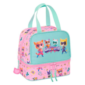 Portamerenda SuperKitties Rosa Turchese 20 x 20 x 15 cm