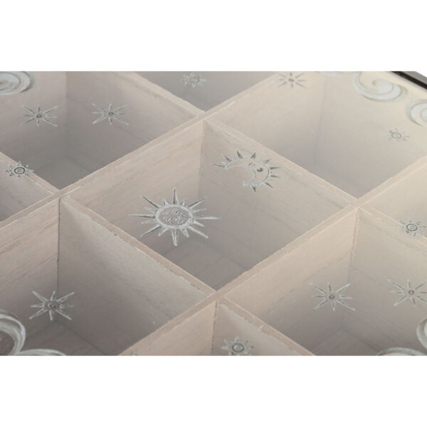 Scatola per Infusioni DKD Home Decor Azzurro Bianco Nero Naturale Metallo Cristallo Legno MDF 24 x 24 x 6,5 cm (2 Unità)