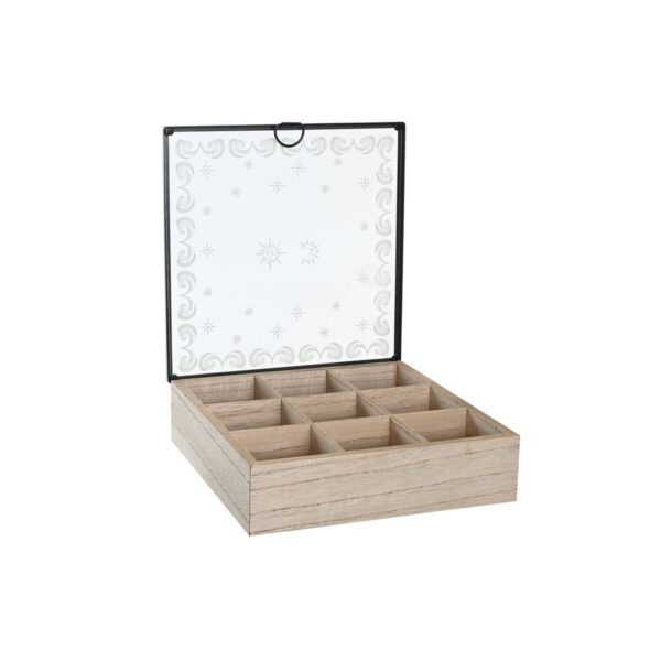 Scatola per Infusioni DKD Home Decor Azzurro Bianco Nero Naturale Metallo Cristallo Legno MDF 24 x 24 x 6,5 cm (2 Unità)