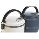 Porta pranzo DKD Home Decor Azzurro Bianco Grigio scuro Acciaio inossidabile polipropilene 1,5 L (2 Unità)