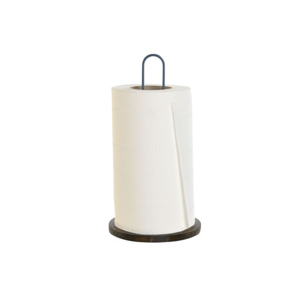 Portarotolo da Cucina DKD Home Decor Azzurro Bianco Metallo Legno d'albero della gomma 15 x 15 x 31 cm (2 Unità)