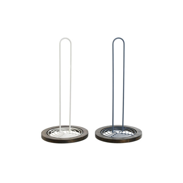 Portarotolo da Cucina DKD Home Decor Azzurro Bianco Metallo Legno d'albero della gomma 15 x 15 x 31 cm (2 Unità)