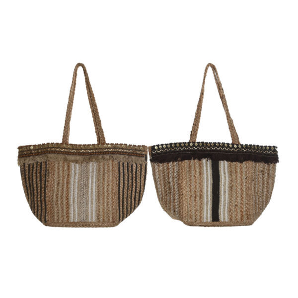Borsa Donna DKD Home Decor Marrone Crema 50 x 23 x 33 cm (2 Unità)