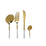 Posate DKD Home Decor Bianco Dorato Acciaio inossidabile 4,5 x 2,5 x 20,5 cm 24 Pezzi