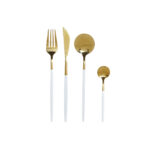 Posate DKD Home Decor Bianco Dorato Acciaio inossidabile 4,5 x 2,5 x 20,5 cm 24 Pezzi
