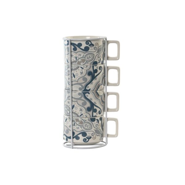 Set di Tazze da Caffè Home ESPRIT Beige Grigio Rosa Lilla Metallo Bambù Dolomite 260 ml