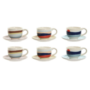 Set di Tazze da Caffè Home ESPRIT Giallo Azzurro Verde Lilla Metallo Dolomite 180 ml