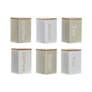 Barattolo Home ESPRIT Beige Grigio (2 Unità) (6 Unità)
