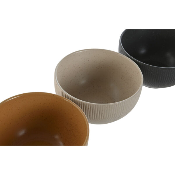 Ciotola Home ESPRIT Beige Grigio Senape Terracotta Gres Scandi 480 ml 14 x 14 x 7,5 cm (4 Unità)