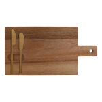 Tagliere per formaggi Home ESPRIT Acciaio inossidabile Acacia 38 x 20 x 1,5 cm (3 Pezzi)