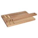 Tagliere per formaggi Home ESPRIT Acciaio inossidabile Acacia 38 x 20 x 1,5 cm (3 Pezzi)