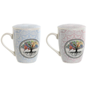 Tazza con Filtro per Infusioni Home ESPRIT Azzurro Rosa 340 ml (2 Unità )