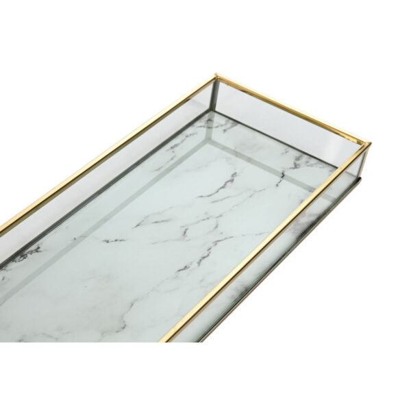 Set di Vassoi Home ESPRIT Bianco Dorato Metallo Cristallo 42 x 15 x 4 cm (2 Unità)