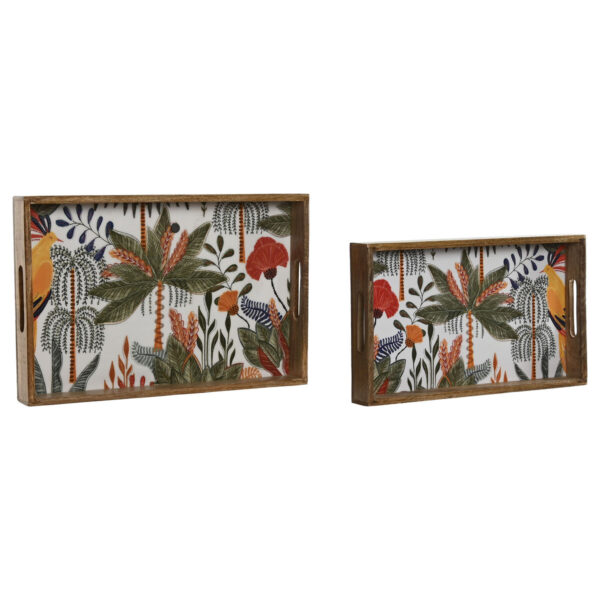 Vassoio per aperitivi Home ESPRIT Verde Arancio Tropicale Decapaggio 43,5 x 27 x 5,5 cm (2 Unità)