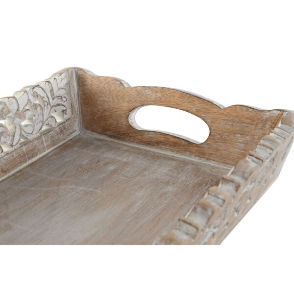 Set di Vassoi Home ESPRIT Bianco Naturale Legno di mango 40,5 x 25,5 x 6,5 cm (2 Unità)