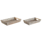 Set di Vassoi Home ESPRIT Bianco Naturale Legno di mango 40,5 x 25,5 x 6,5 cm (2 Unità)