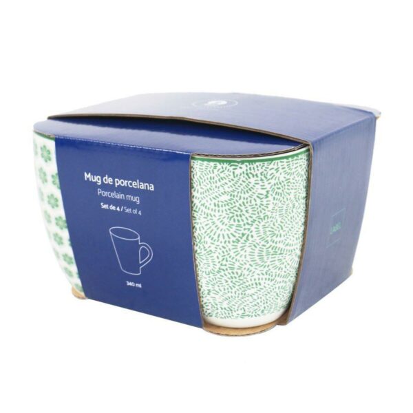Set di 4 Tazze Mug Home ESPRIT Azzurro Gres 340 ml 13 x 9,5 x 9,2 cm Mandala