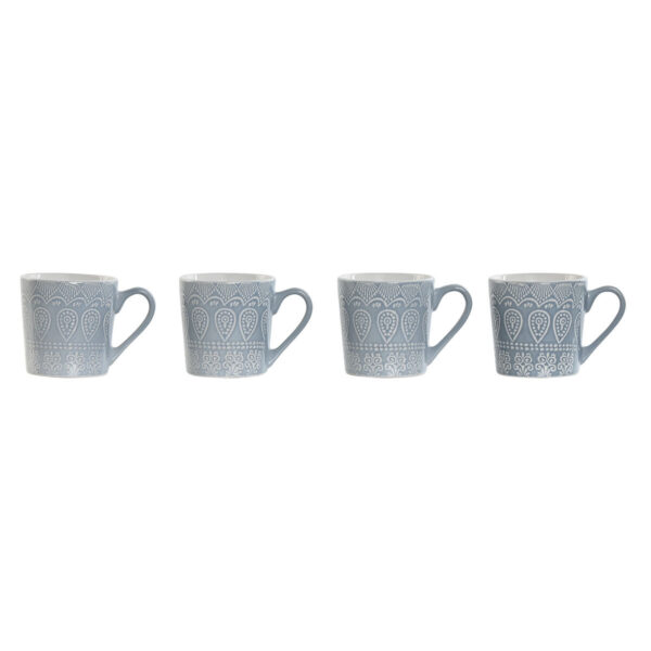 Set di 4 Tazze Mug Home ESPRIT Azzurro Gres 340 ml 13 x 9,5 x 9,2 cm Mandala