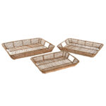 Set di Vassoi Home ESPRIT Naturale Metallo 44 x 32 x 6 cm (3 Unità)