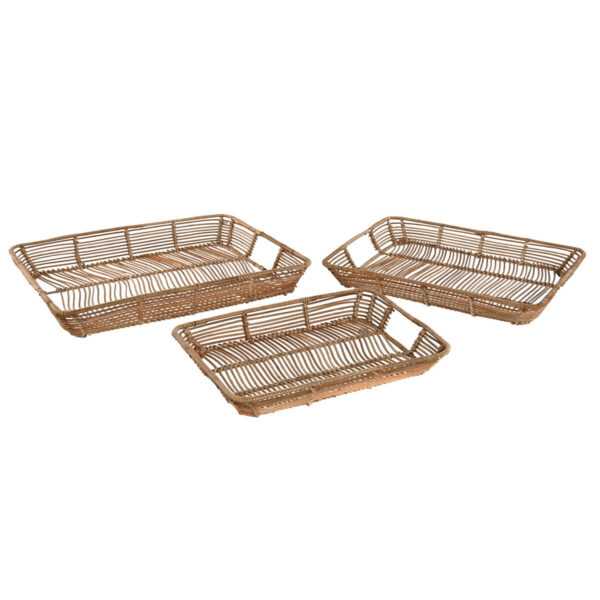 Set di Vassoi Home ESPRIT Naturale Metallo 44 x 32 x 6 cm (3 Unità)