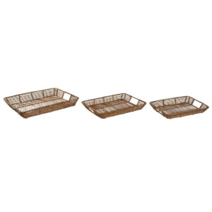 Set di Vassoi Home ESPRIT Naturale Metallo 44 x 32 x 6 cm (3 Unità )