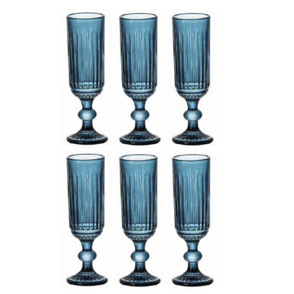 Set di Bicchieri Home ESPRIT Azzurro Cristallo 160 ml (6 Unità)