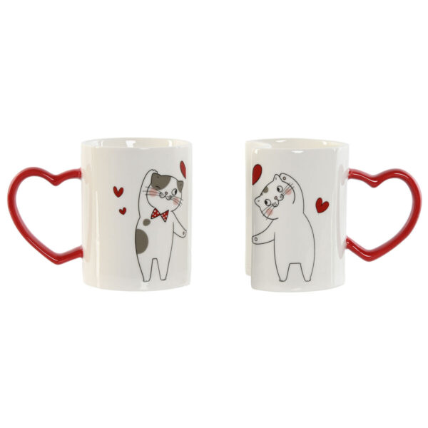 Set di 2 Tazze Mug Home ESPRIT Love Bianco Rosso Gatti