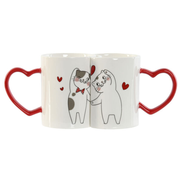 Set di 2 Tazze Mug Home ESPRIT Love Bianco Rosso Gatti