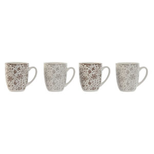 Set di 4 Tazze Mug Home ESPRIT Marrone Beige Fiori 340 ml