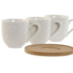 Set di Tazze da Caffè Home ESPRIT Bianco Bambù Porcellana 90 ml