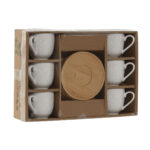 Set di Tazze da Caffè Home ESPRIT Bianco Bambù Porcellana 90 ml