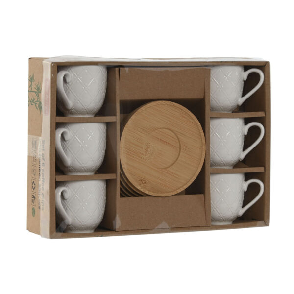 Set di Tazze da Caffè Home ESPRIT Bianco Bambù Porcellana 90 ml