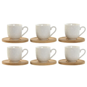 Set di Tazze da Caffè Home ESPRIT Bianco Bambù Porcellana 90 ml