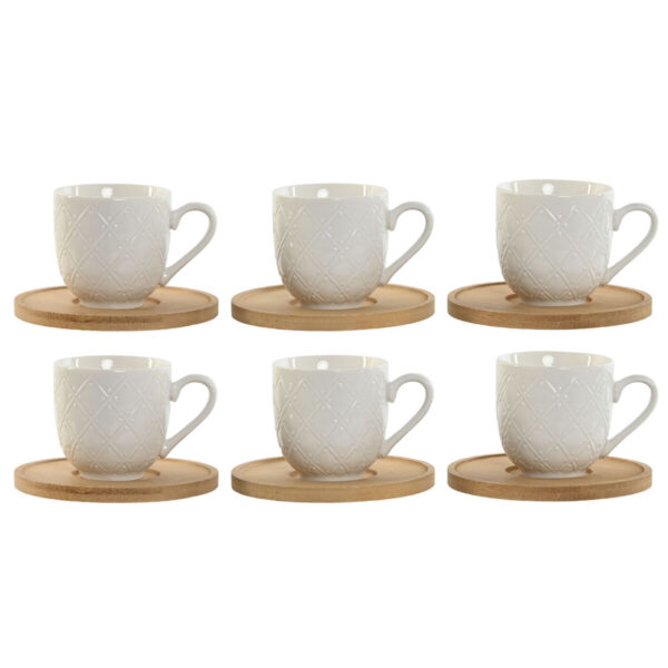 Set di Tazze da Caffè Home ESPRIT Bianco Bambù Porcellana 90 ml